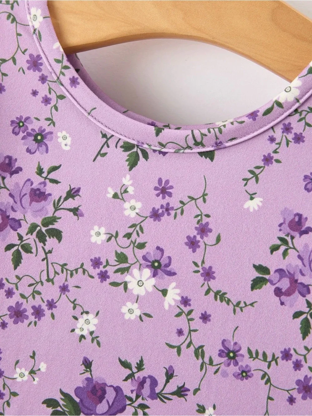 Rylee Faith Fall Lavender Floral Print Girls Long Sleeve Twirl Sleeve